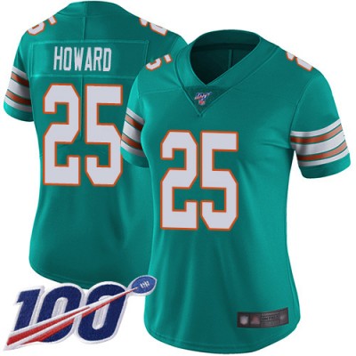 Nike Miami Dolphins #25 Xavien Howard Aqua Green Alternate Women's Stitched NFL 100th Season Vapor Limited Jersey